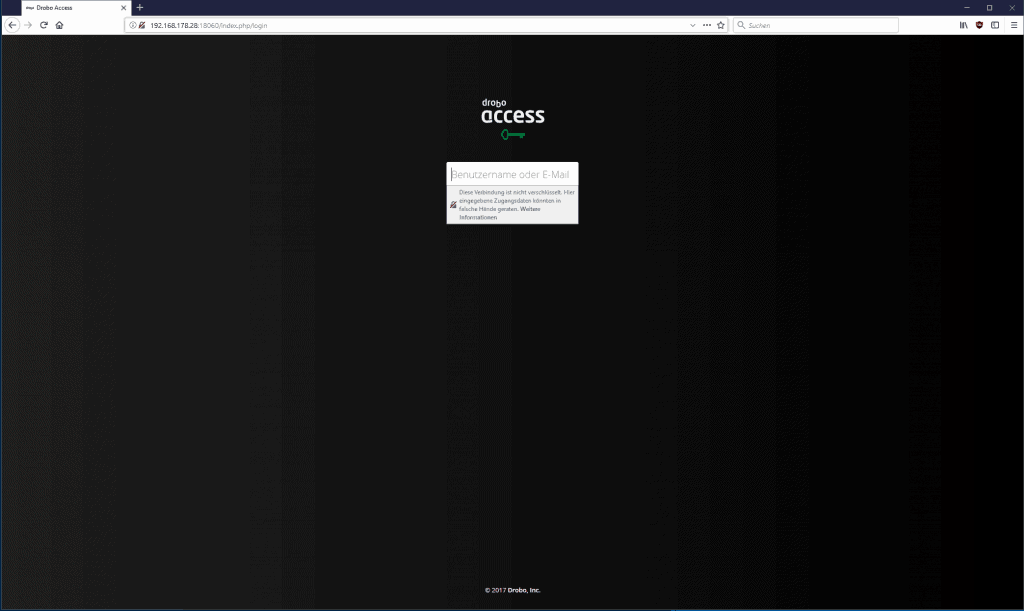 Drobo Access Weboberfläche Login