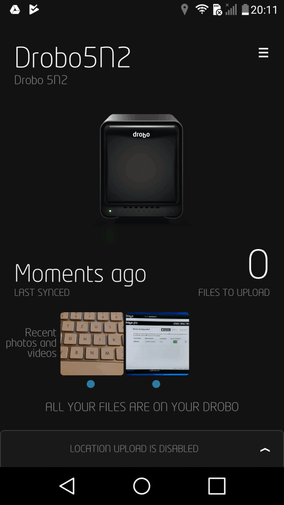 Drobo Pix Android Startseite