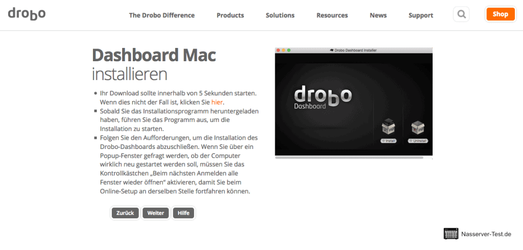 Drobo Assistent Dashboard installieren