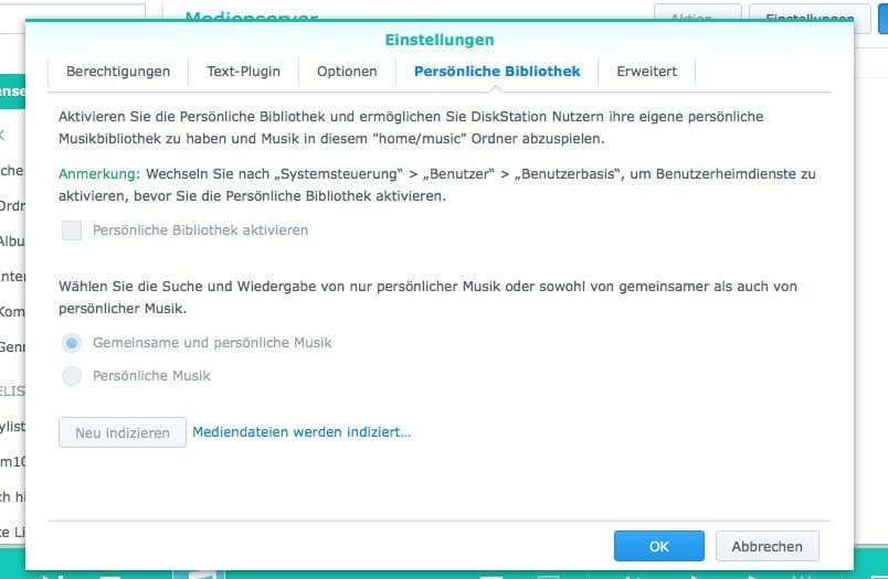 NAS Musikstreaming - Audiostation Persönliche Mediathek
